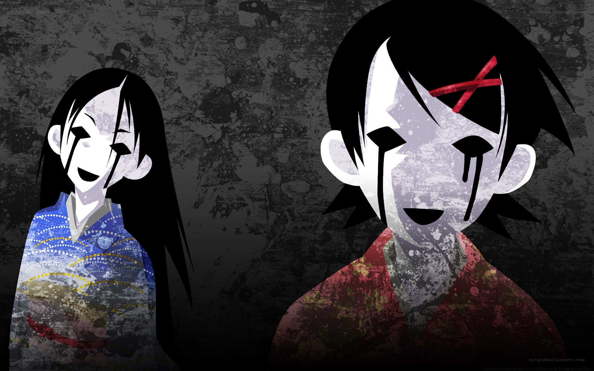 Two anime girls with painted faces