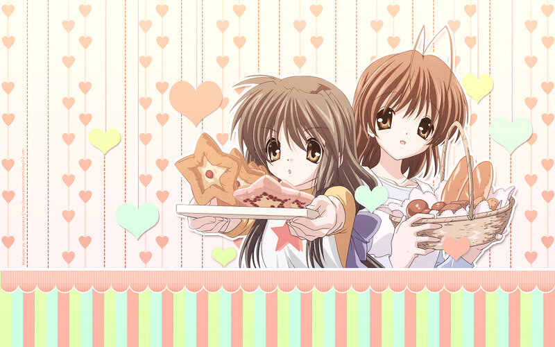 Two Anime Girls with Pastries — Pink