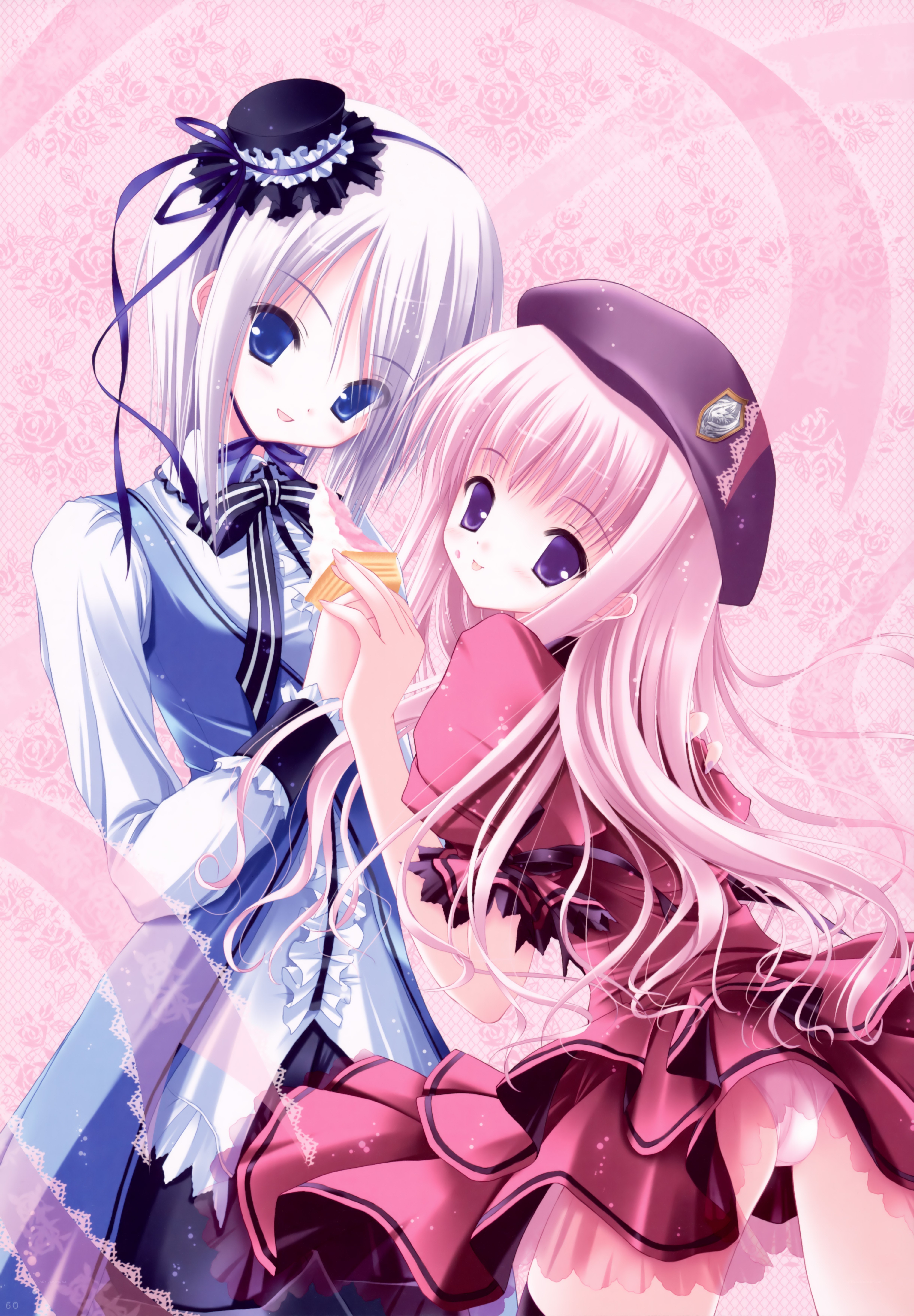 Two anime girls with pastries