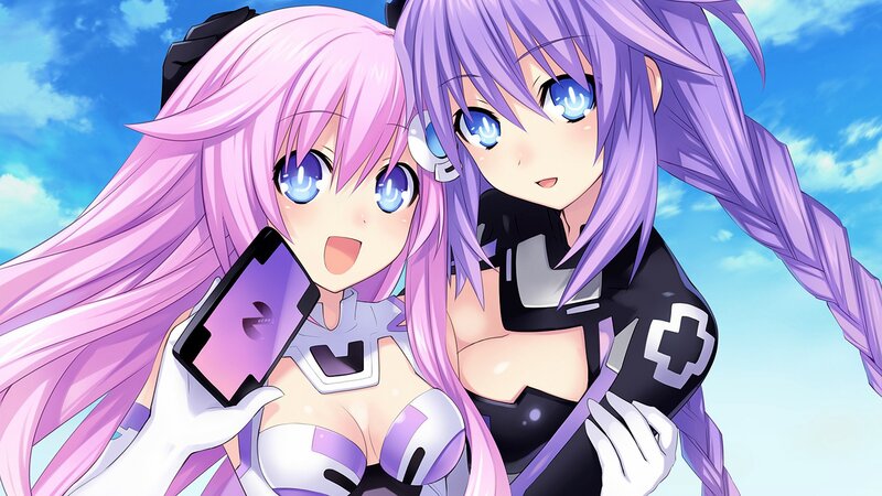 Two anime girls with phones