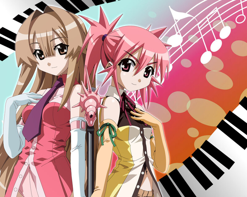 Two Anime Girls with Piano Keys