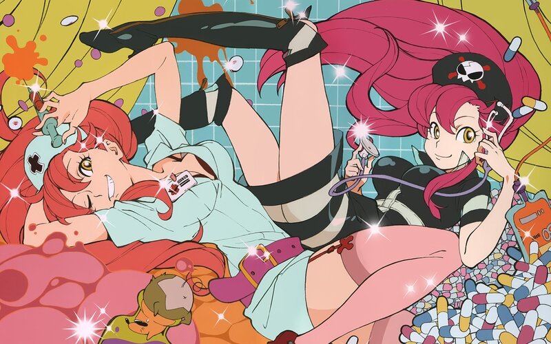 Two anime girls with pills