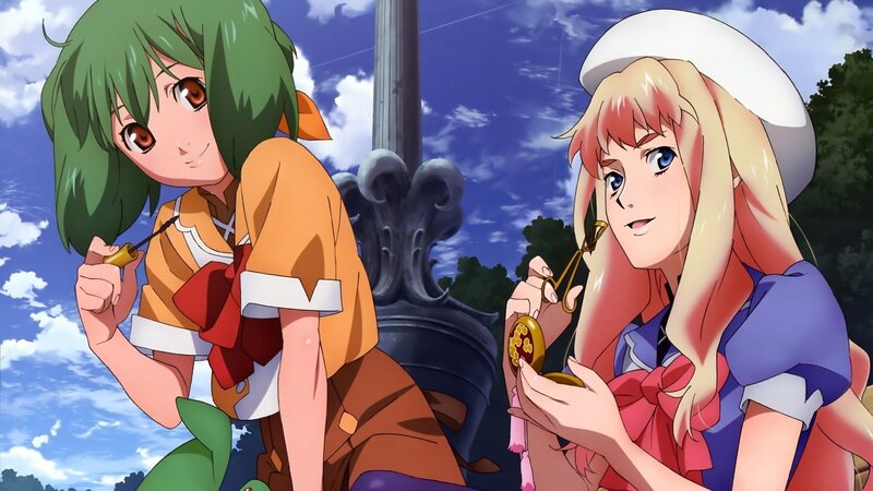 Two anime girls with pocket watches