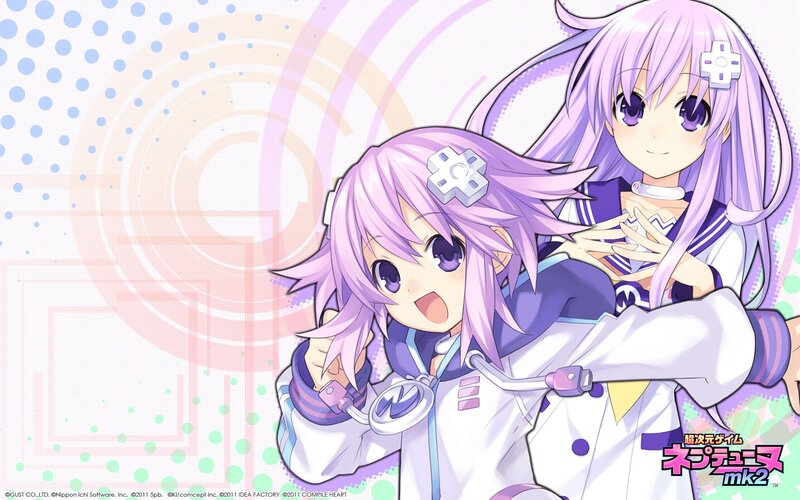 Two anime girls with purple hair