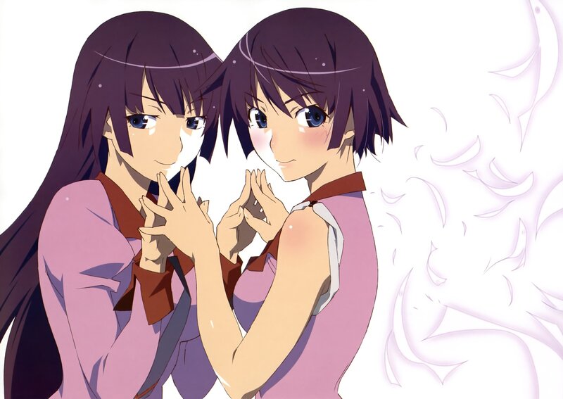 Two anime girls with purple hair