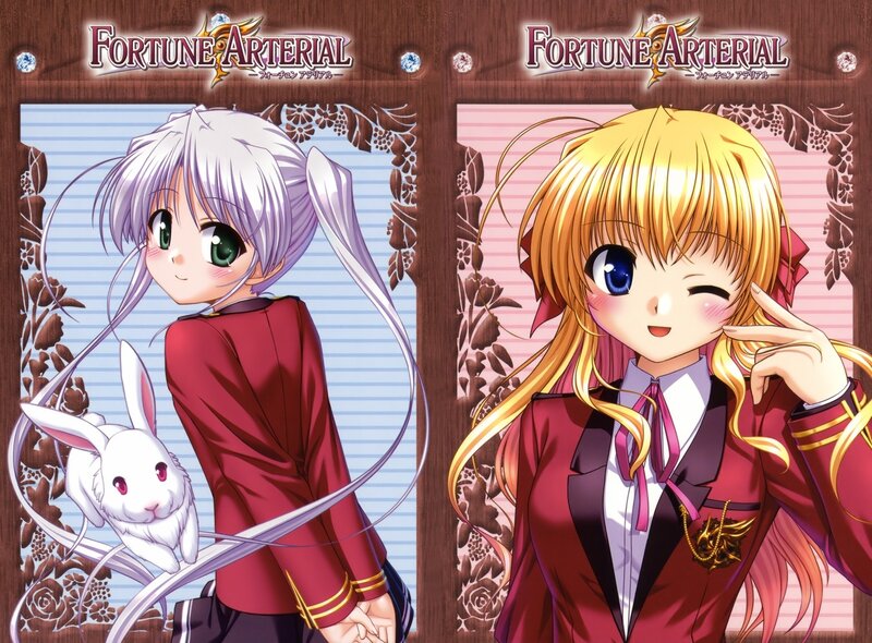 Two Anime Girls with Rabbit — Red