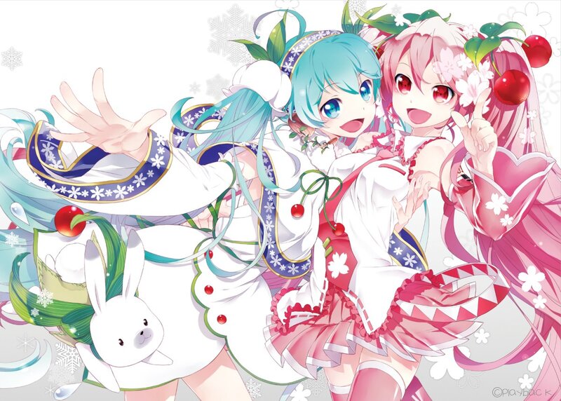 Two Anime Girls with Rabbit