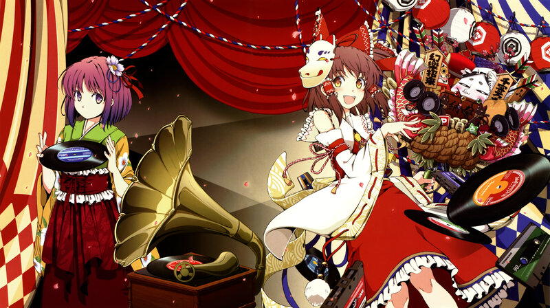 Two Anime Girls with Records