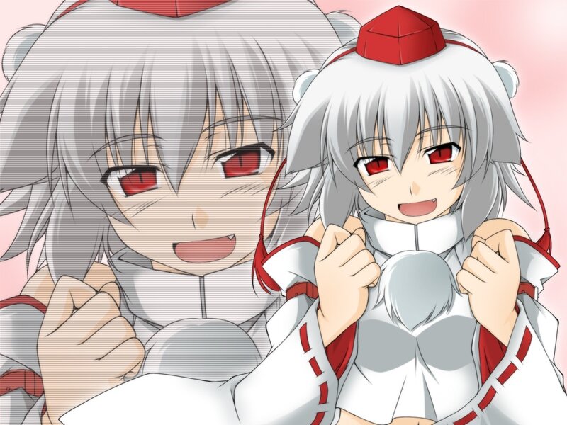 Two anime girls with red eyes
