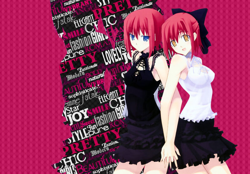 two anime girls with red hair