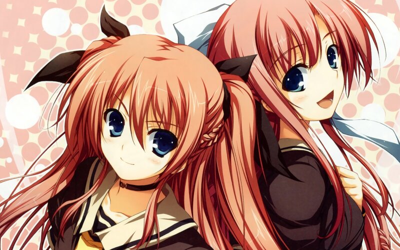 two anime girls with red hair