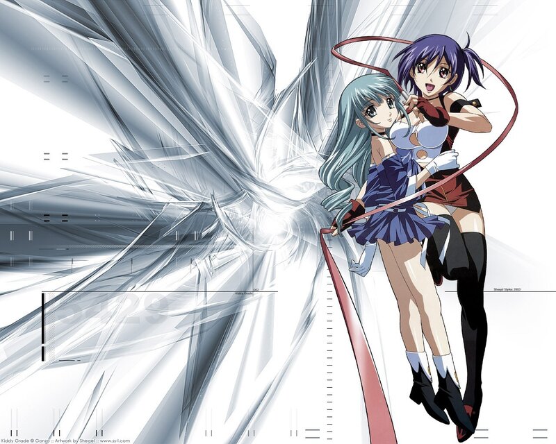 Two anime girls with ribbons