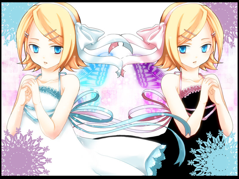 Two anime girls with ribbons