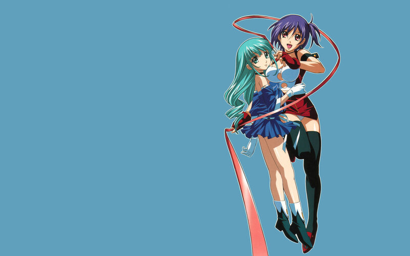 two anime girls with ribbons