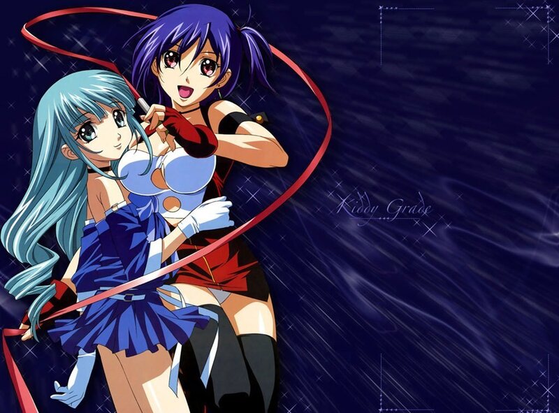 Two Anime Girls with Ribbons — Blue, Dramatic