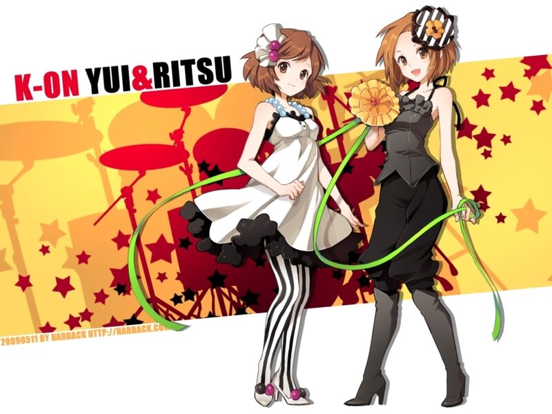 Two Anime Girls with Ribbons — Yellow