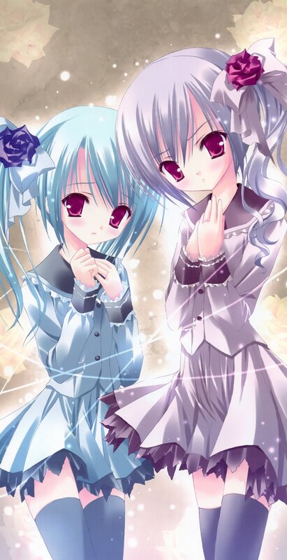 two anime girls with roses
