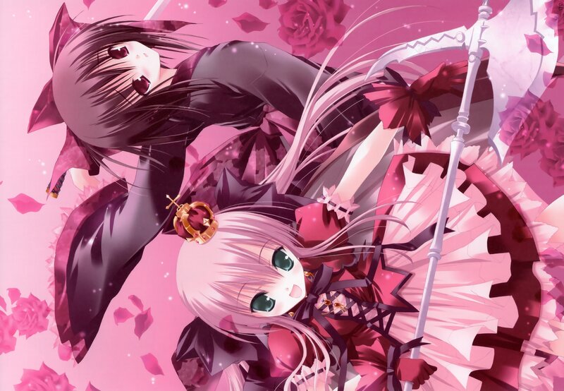 Two anime girls with roses