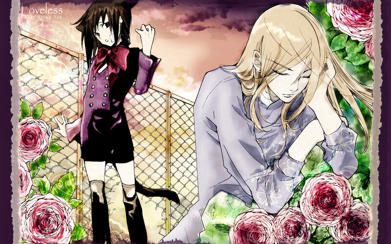 Two anime girls with roses