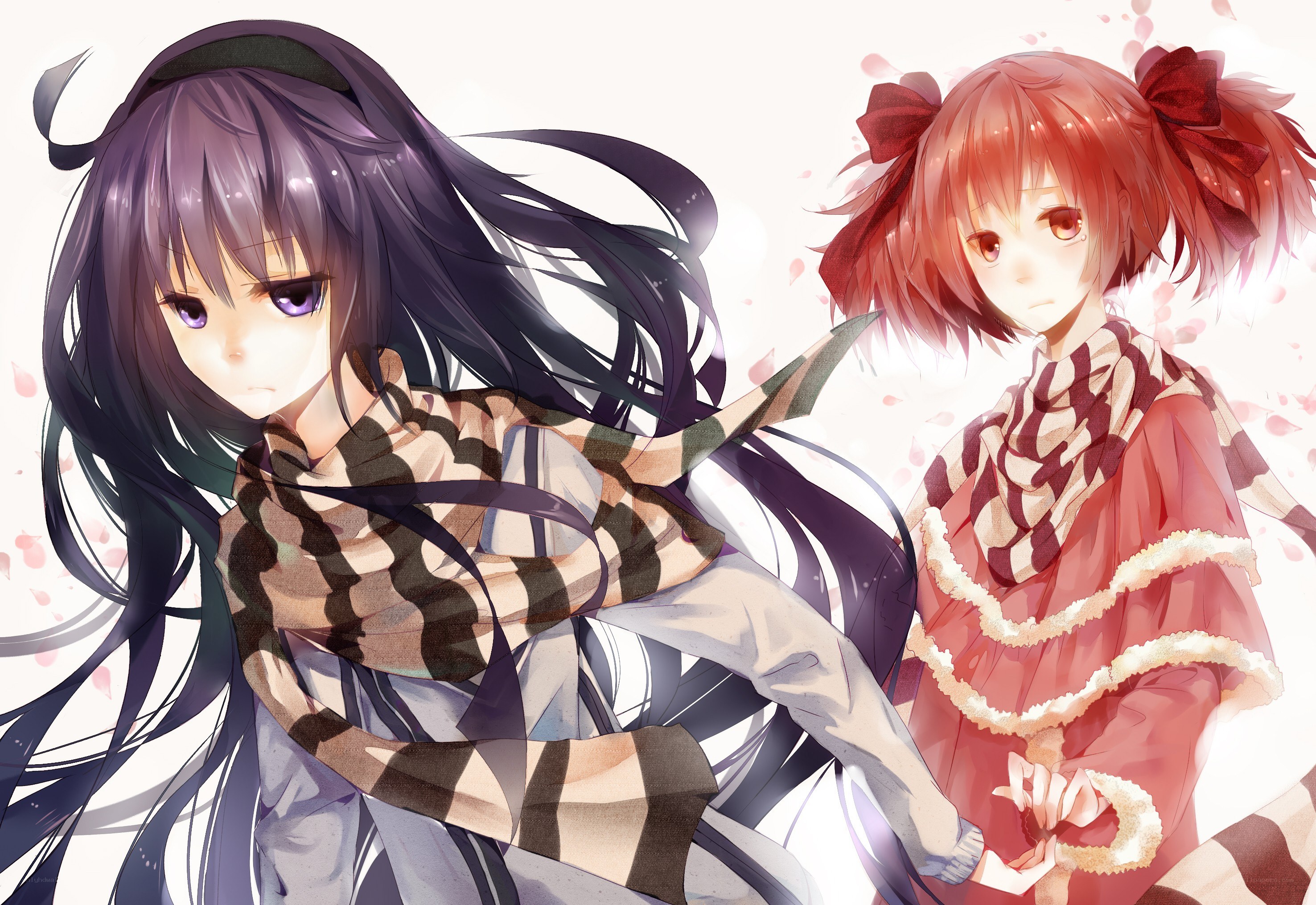 Two anime girls with scarves