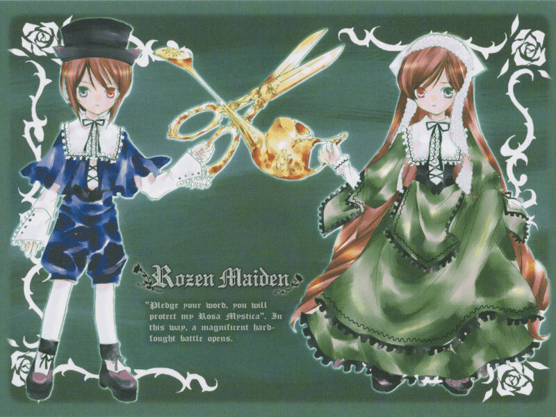 Two Anime Girls with Scissors — Green