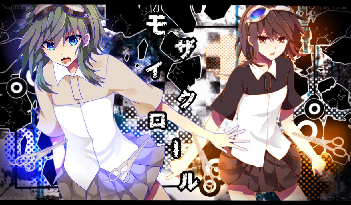 Two anime girls with scissors
