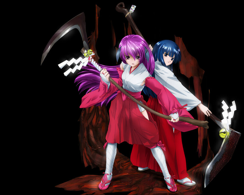 Two anime girls with scythes