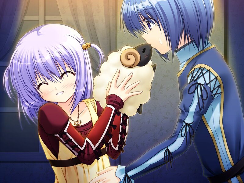 Two Anime Girls with Sheep