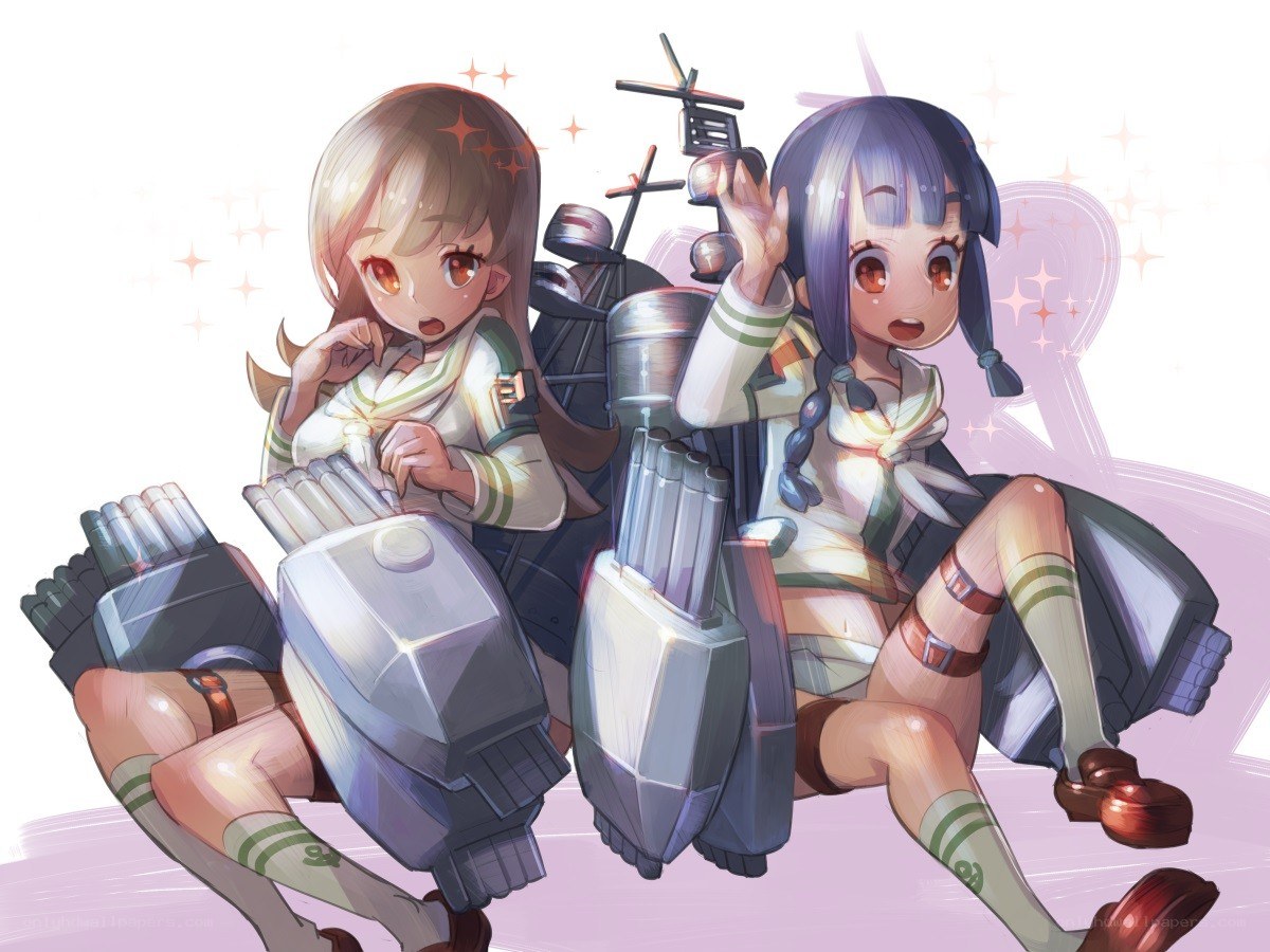 Two anime girls with ship weapons