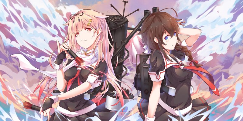 Two Anime Girls with Ships