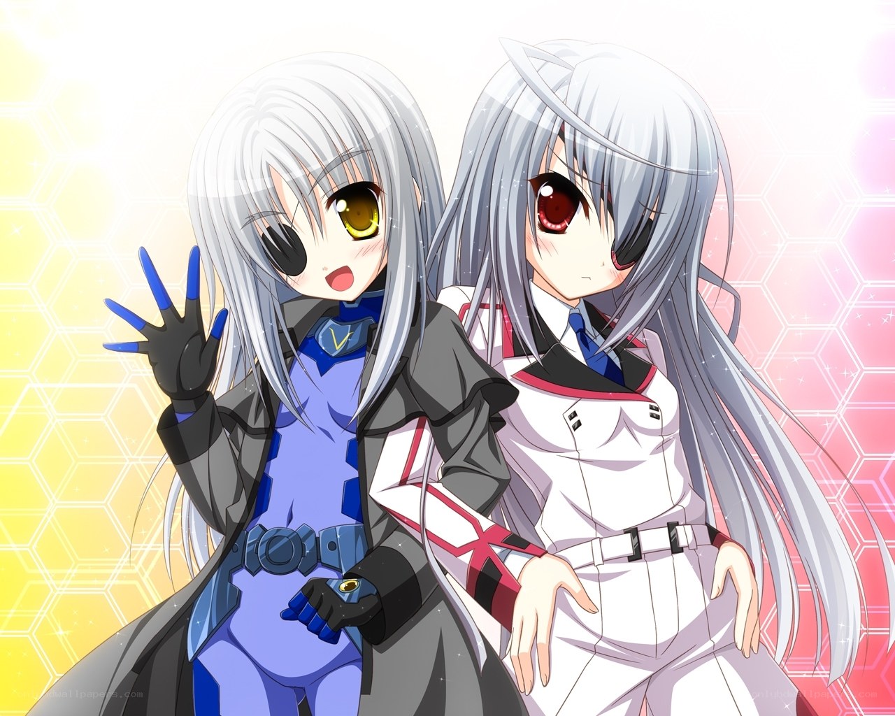 two anime girls with silver hair