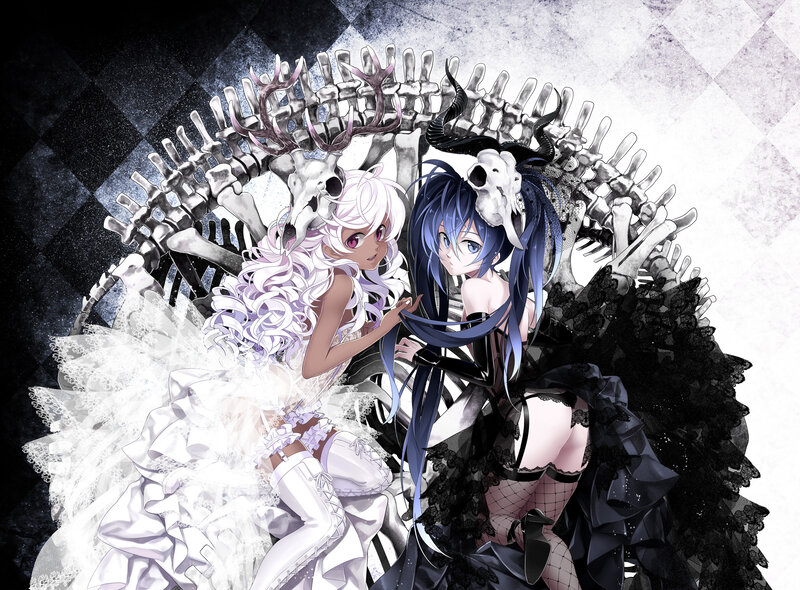 Two Anime Girls with Skeletons