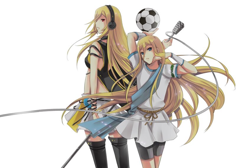 Two anime girls with soccer ball
