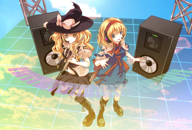 Two Anime Girls with Speakers — Blue