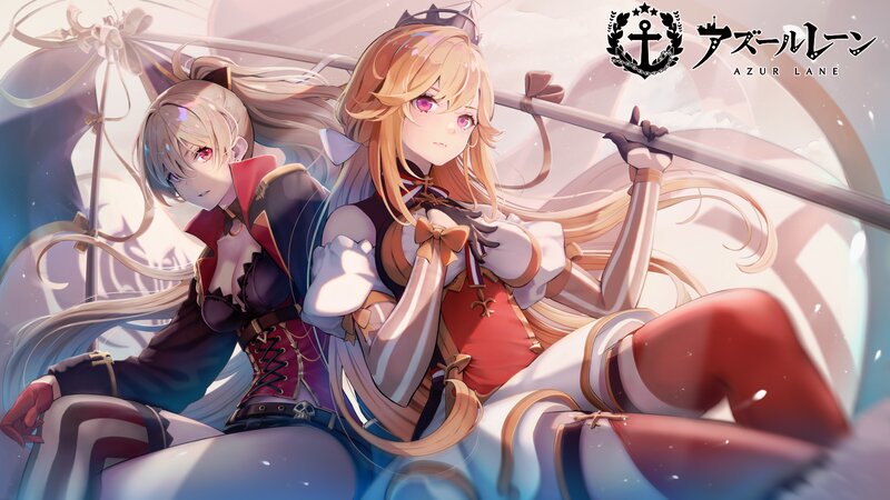 Two Anime Girls with Spears — White