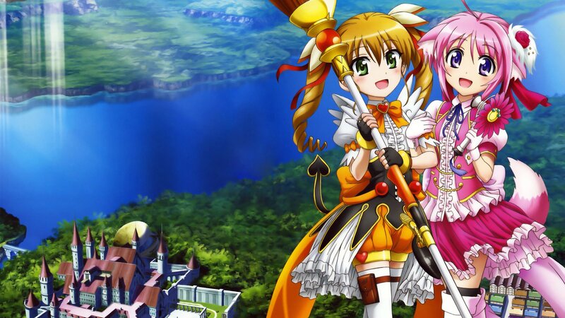 Two Anime Girls with Staffs — Blue