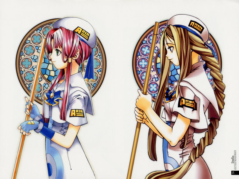 Two anime girls with staffs