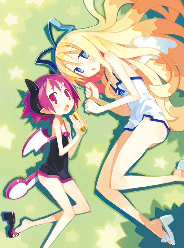 Two anime girls with star background