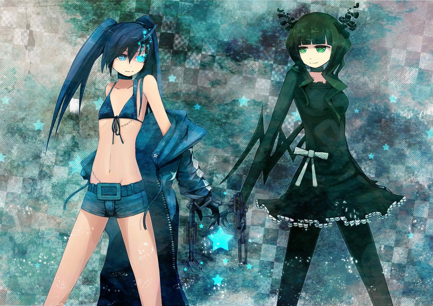 Two anime girls with starry background