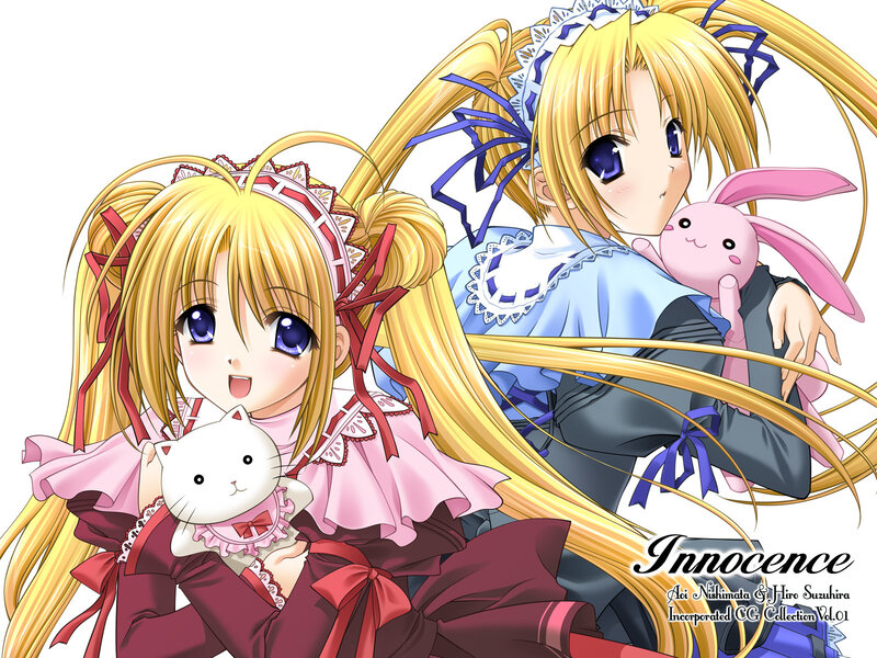Two anime girls with stuffed animals