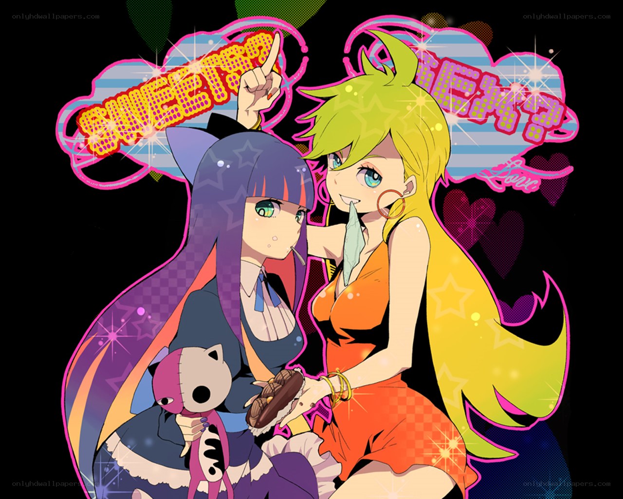 Two anime girls with sweets