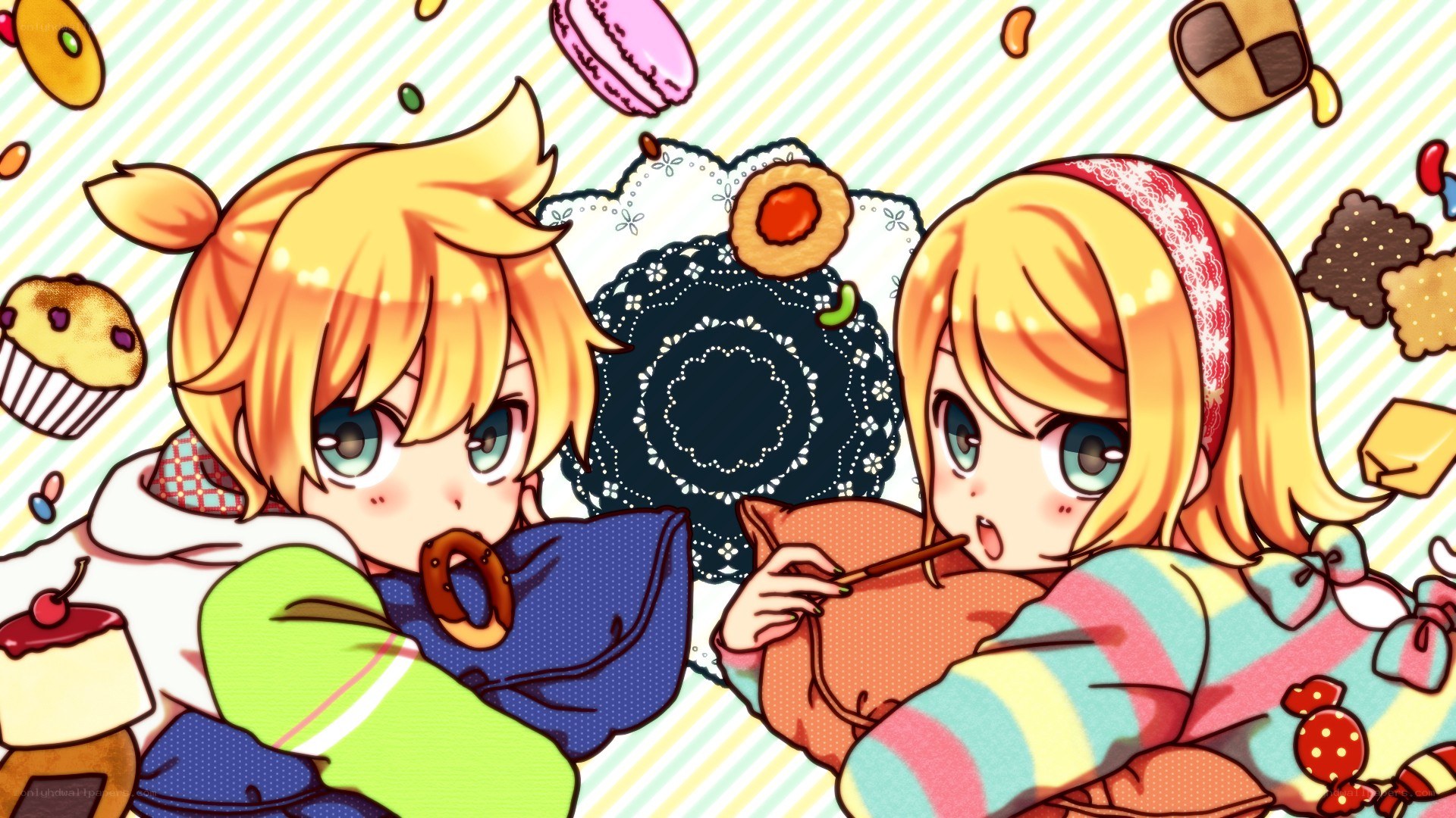 Two anime girls with sweets