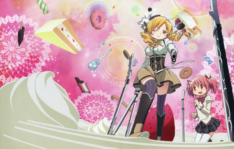 Two Anime Girls with Sweets — Pink