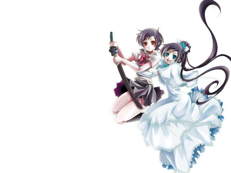 Two Anime Girls with Sword — White