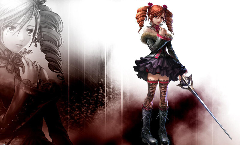 Two anime girls with swords