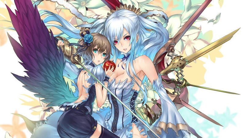 Two anime girls with swords