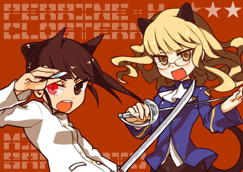 Two anime girls with swords