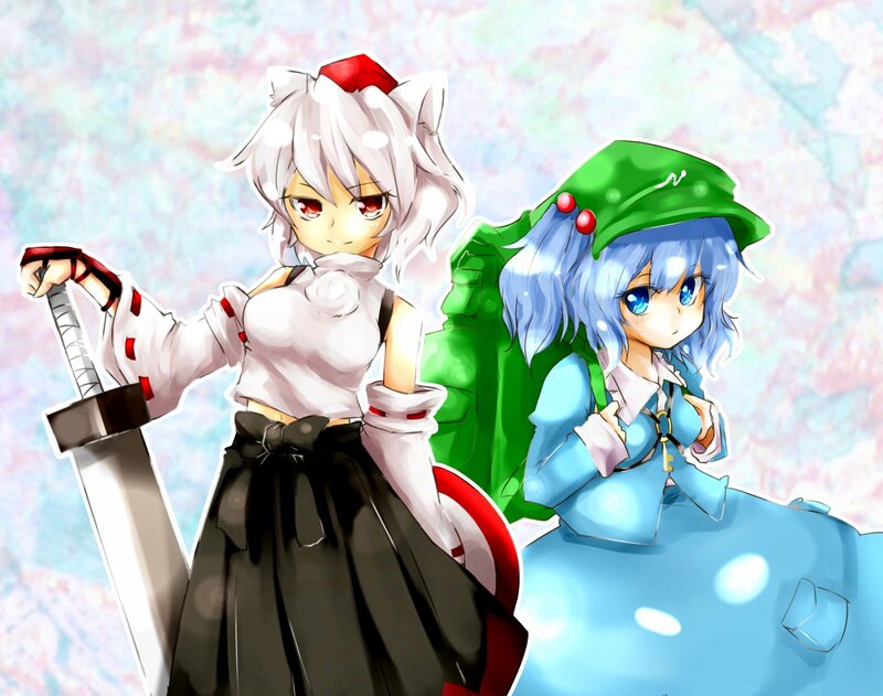 Two anime girls with swords
