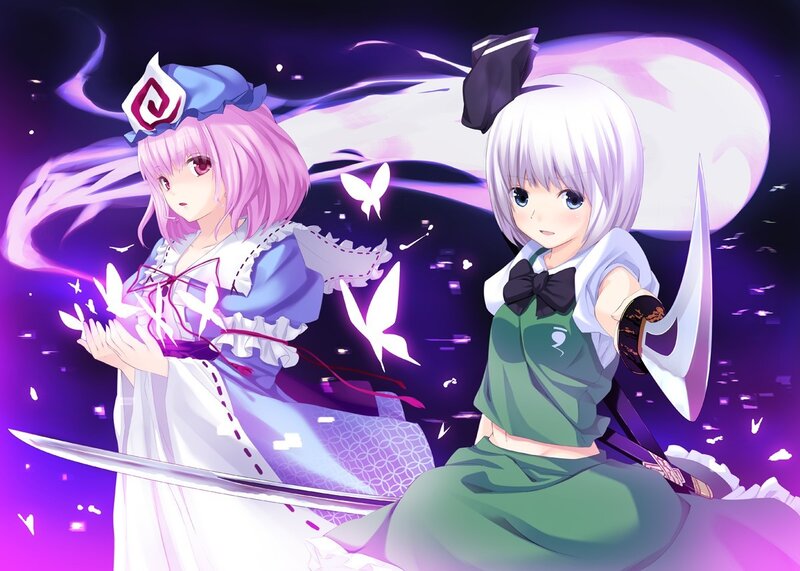 Two anime girls with swords