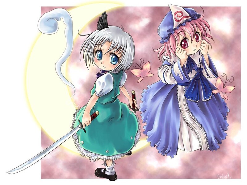 Two anime girls with swords